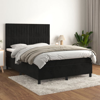 Giroletto a Molle con Materasso Nero 140x190 cm in Velluto | homemem39