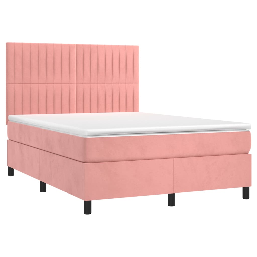 Giroletto a Molle con Materasso Rosa 140x190 cm in Velluto