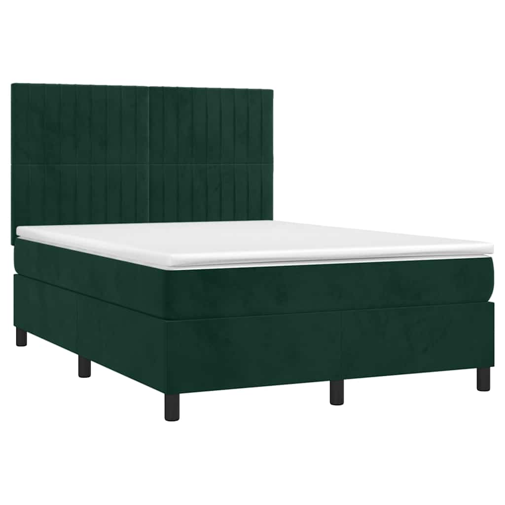 Giroletto a Molle con Materasso Verde Scuro 140x200 cm Velluto