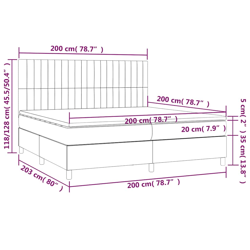Giroletto a Molle con Materasso Blu Scuro 200x200 cm in Velluto | homemem39