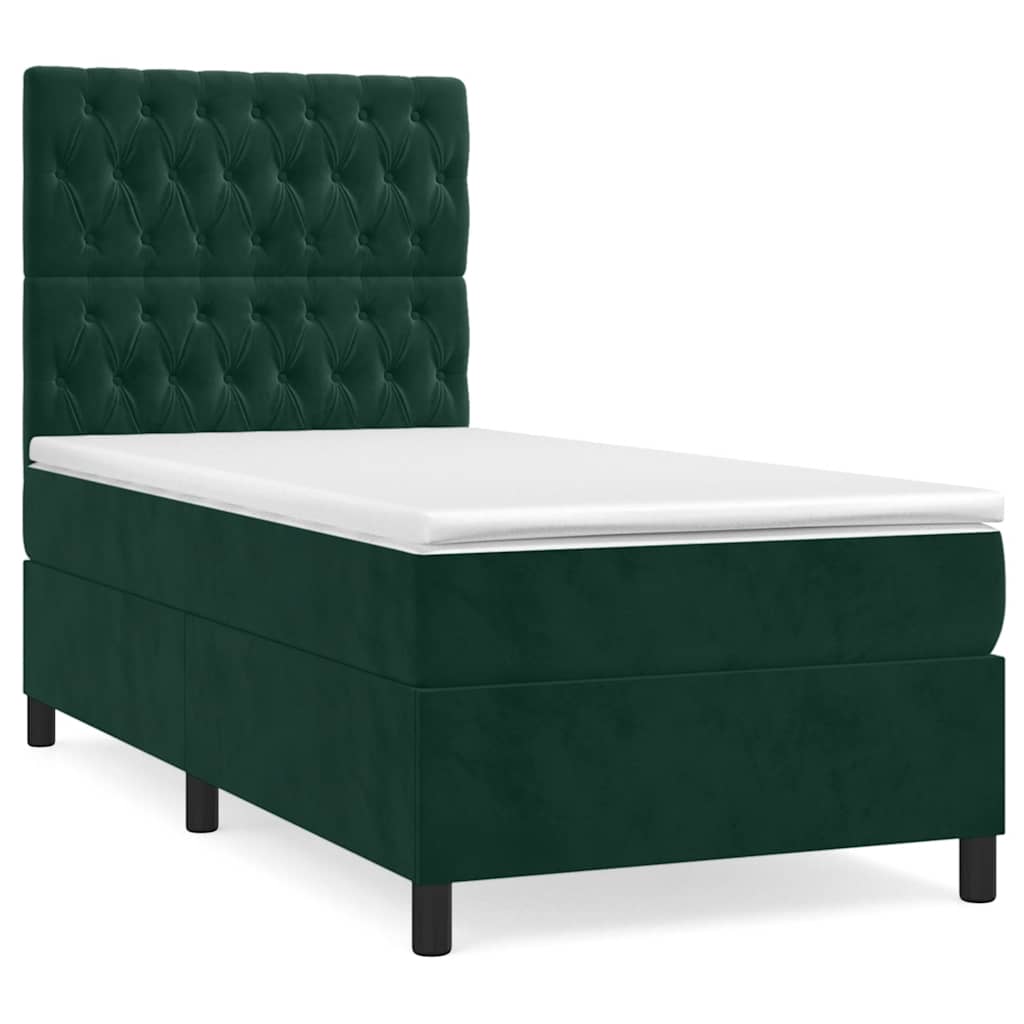 Giroletto a Molle con Materasso Verde Scuro 80x200 cm Velluto