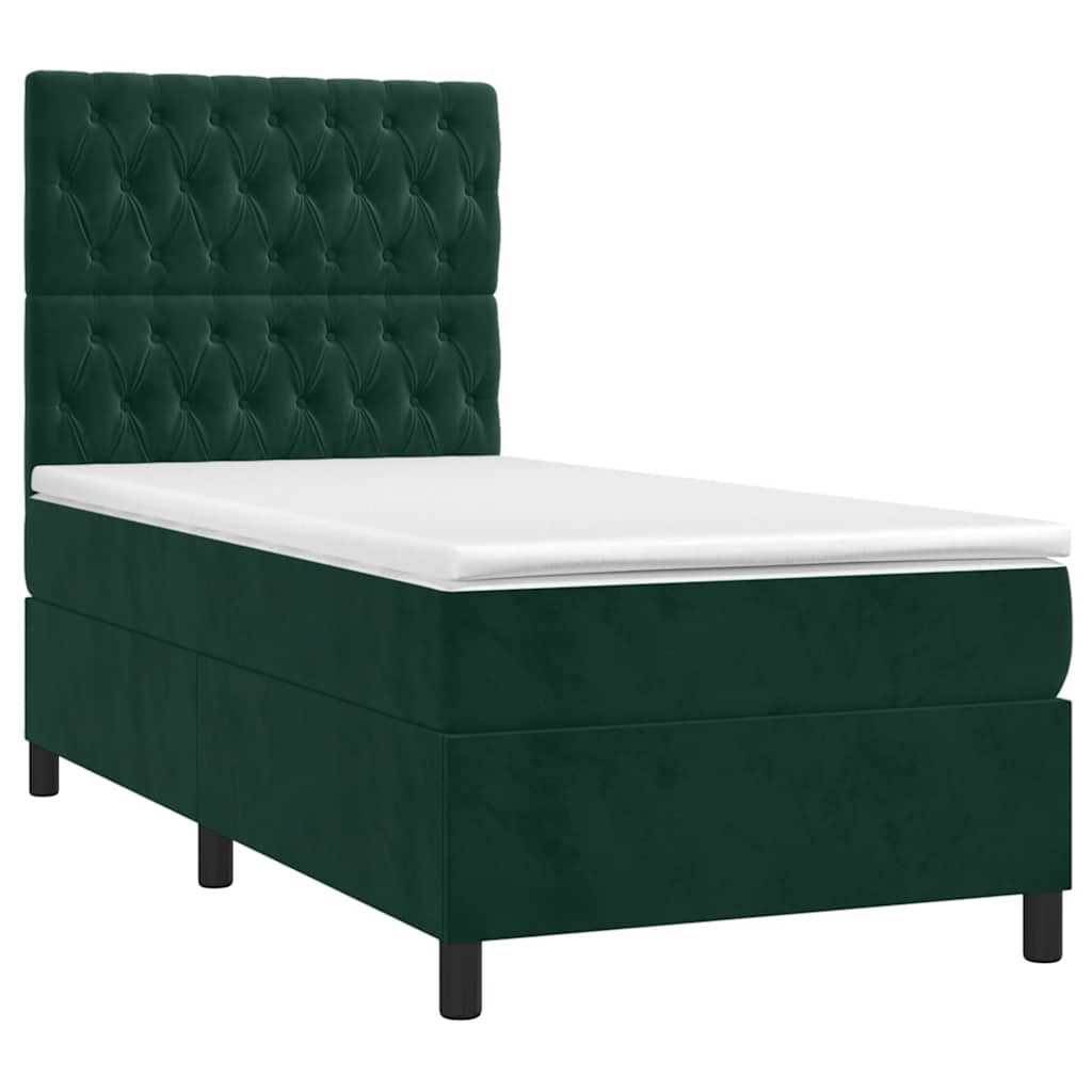 Giroletto a Molle con Materasso Verde Scuro 80x200 cm Velluto