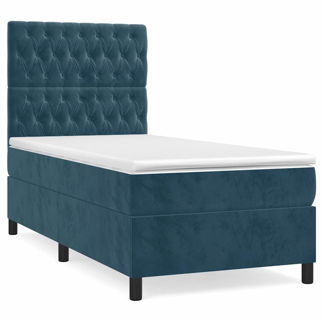 Giroletto a Molle con Materasso Blu Scuro 80x200 cm in Velluto | homemem39