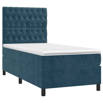 Giroletto a Molle con Materasso Blu Scuro 80x200 cm in Velluto | homemem39