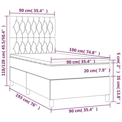 Giroletto a Molle con Materasso Rosa 90x190 cm in Velluto
