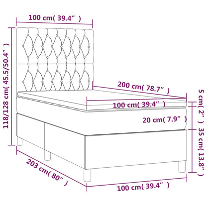 Giroletto a Molle con Materasso Blu Scuro 100x200 cm in Velluto