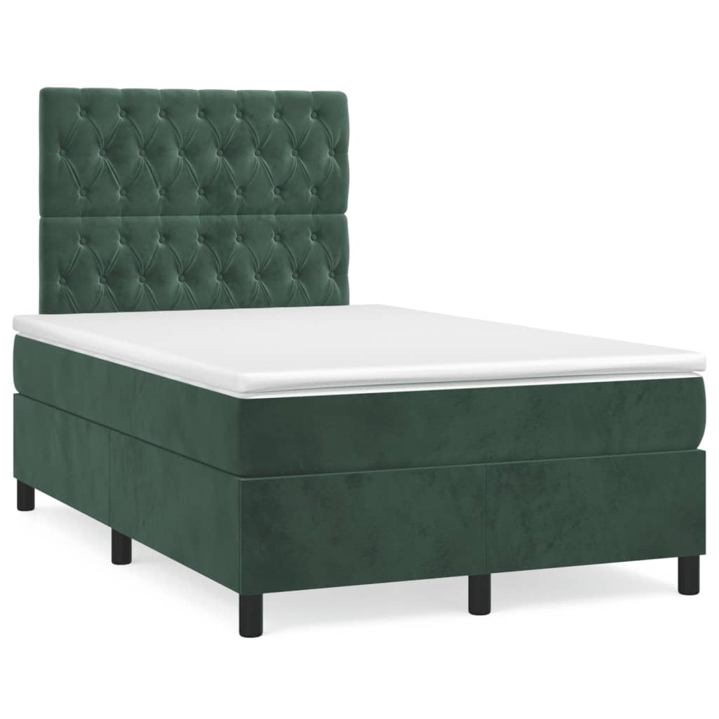Giroletto a Molle con Materasso Verde Scuro 120x200 cm Velluto