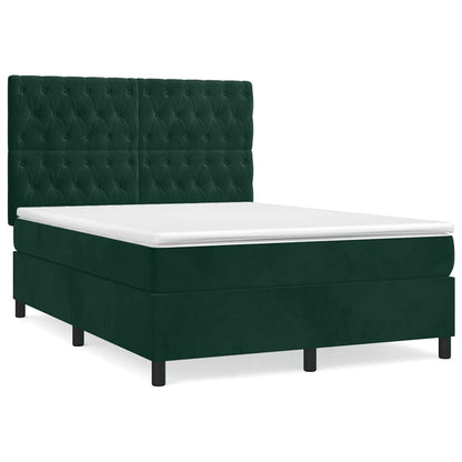 Giroletto a Molle con Materasso Verde Scuro 140x190 cm Velluto