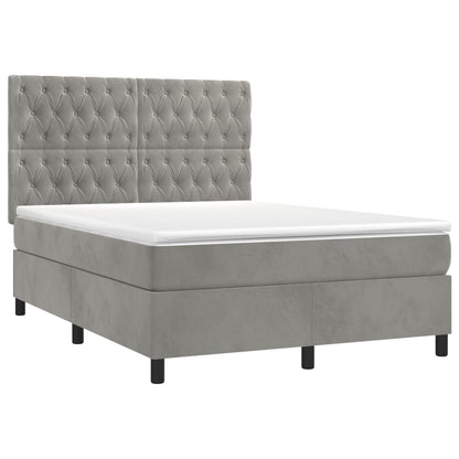 Giroletto a Molle con Materasso Grigio Chiaro 140x200cm Velluto