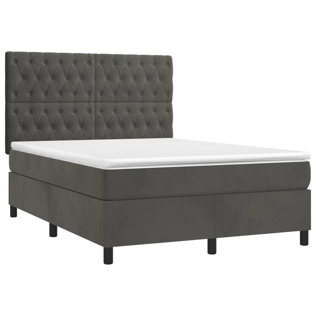Giroletto a Molle con Materasso Grigio Scuro 140x200 cm Velluto | homemem39