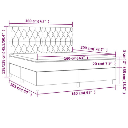 Giroletto a Molle con Materasso Blu Scuro 160x200 cm in Velluto | homemem39