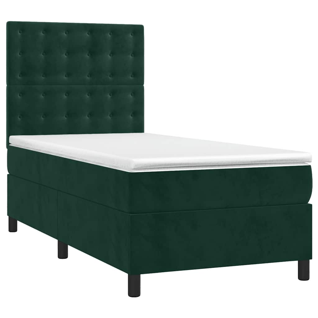 Giroletto a Molle con Materasso Verde Scuro 90x190 cm Velluto