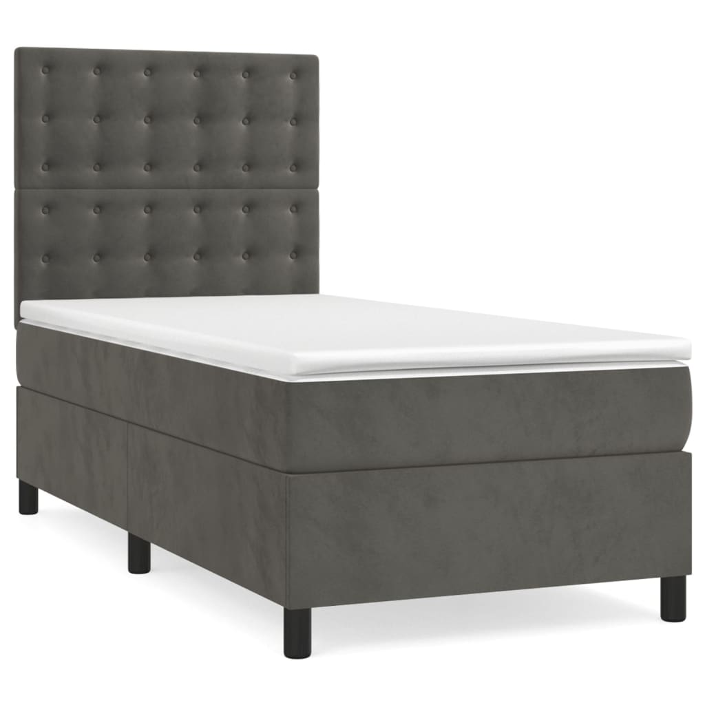 Giroletto a Molle con Materasso Grigio Scuro 90x200 cm Velluto | homemem39