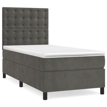 Giroletto a Molle con Materasso Grigio Scuro 90x200 cm Velluto | homemem39