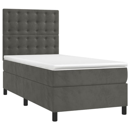 Giroletto a Molle con Materasso Grigio Scuro 90x200 cm Velluto | homemem39