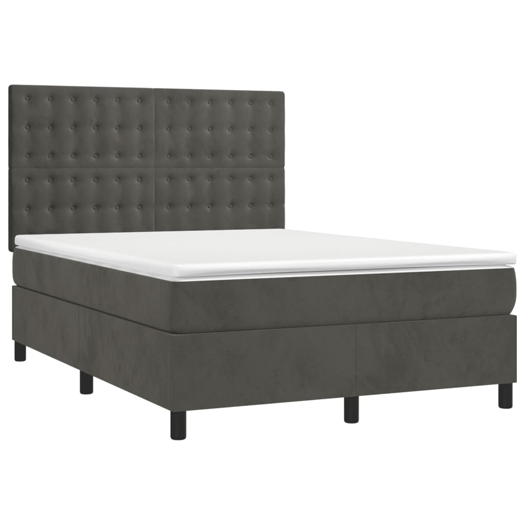 Giroletto a Molle con Materasso Grigio Scuro 140x200 cm Velluto | homemem39