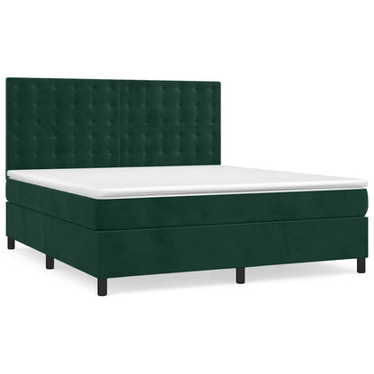 Giroletto a Molle con Materasso Verde Scuro 160x200 cm Velluto
