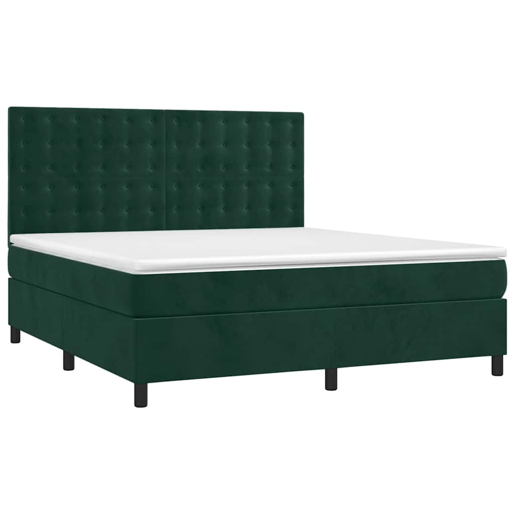 Giroletto a Molle con Materasso Verde Scuro 180x200 cm Velluto