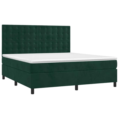 Giroletto a Molle con Materasso Verde Scuro 180x200 cm Velluto