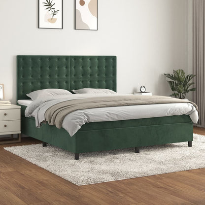 Giroletto a Molle con Materasso Verde Scuro 180x200 cm Velluto - homemem39