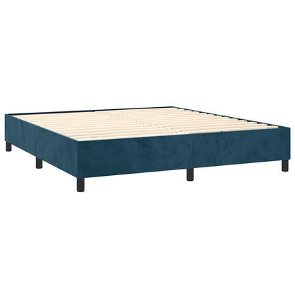 Giroletto a Molle con Materasso Blu Scuro 180x200 cm in Velluto