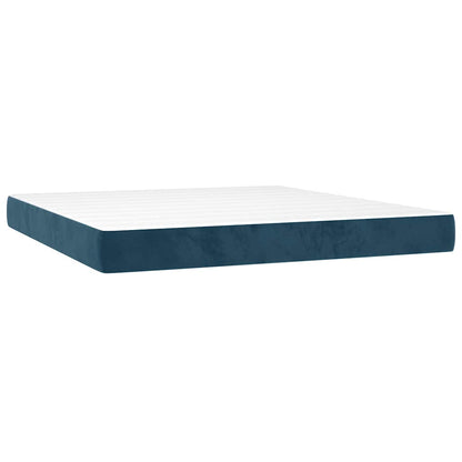 Giroletto a Molle con Materasso Blu Scuro 180x200 cm in Velluto