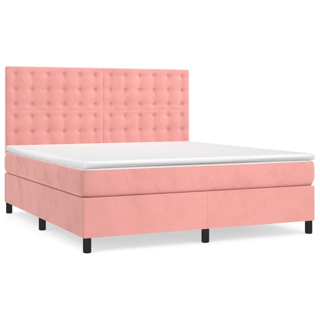 Giroletto a Molle con Materasso Rosa 180x200 cm in Velluto | homemem39