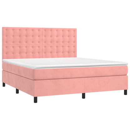 Giroletto a Molle con Materasso Rosa 180x200 cm in Velluto | homemem39