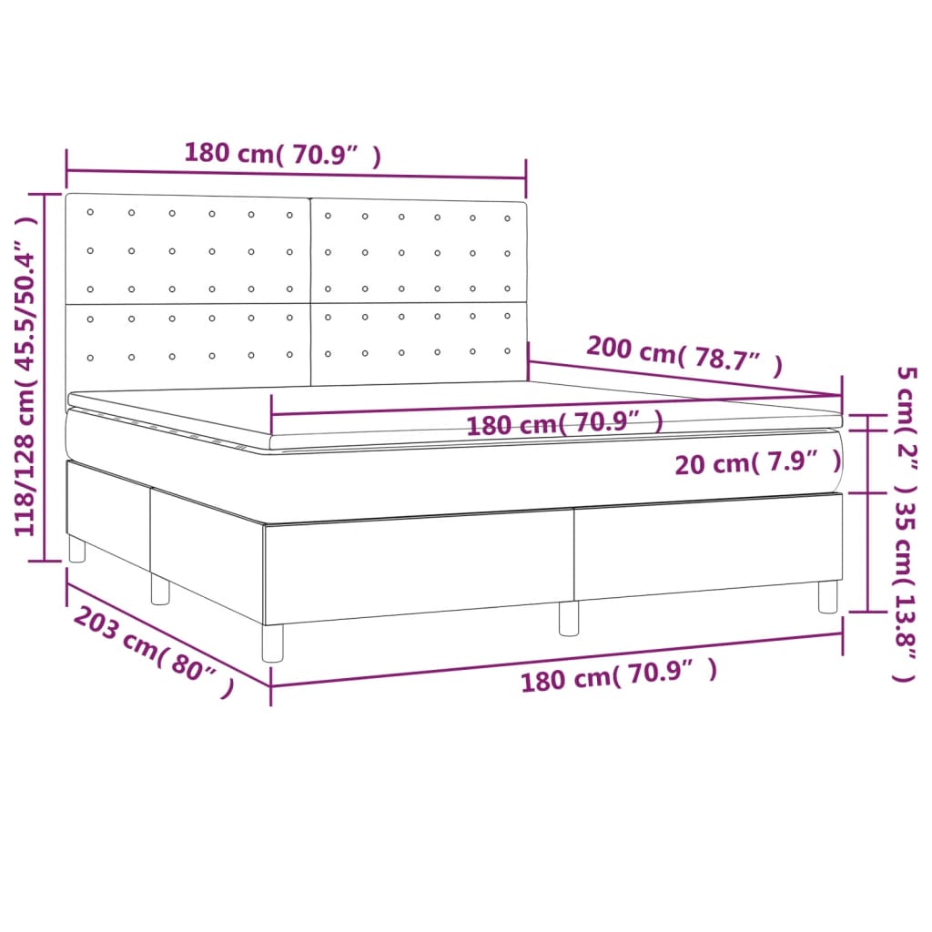 Giroletto a Molle con Materasso Rosa 180x200 cm in Velluto | homemem39