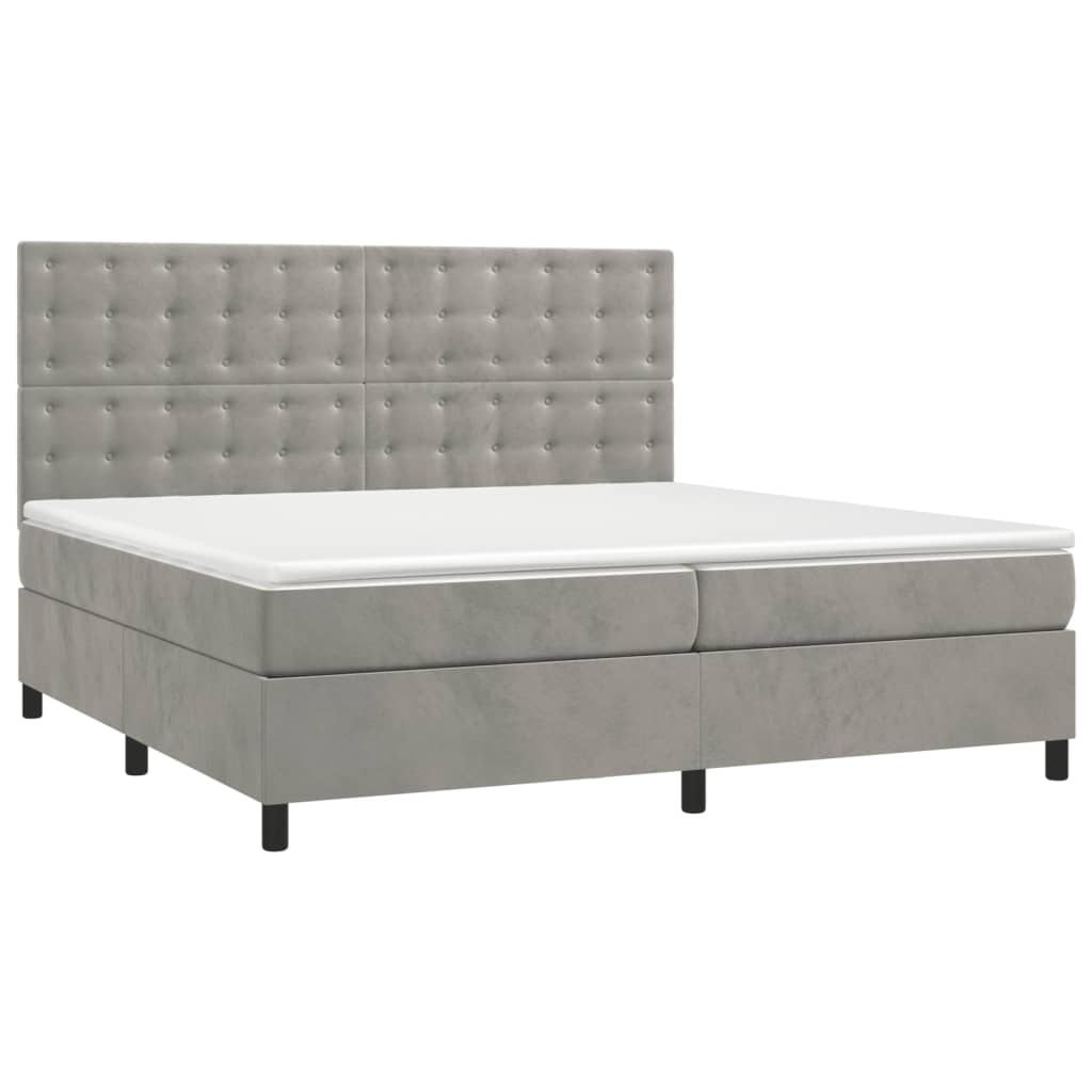 Giroletto a Molle con Materasso Grigio Chiaro 200x200cm Velluto