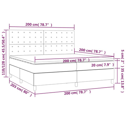 Giroletto a Molle con Materasso Grigio Chiaro 200x200cm Velluto