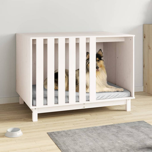 Casetta per Cani Bianca 100x70x72 cm in Legno Massello di Pino - homemem39