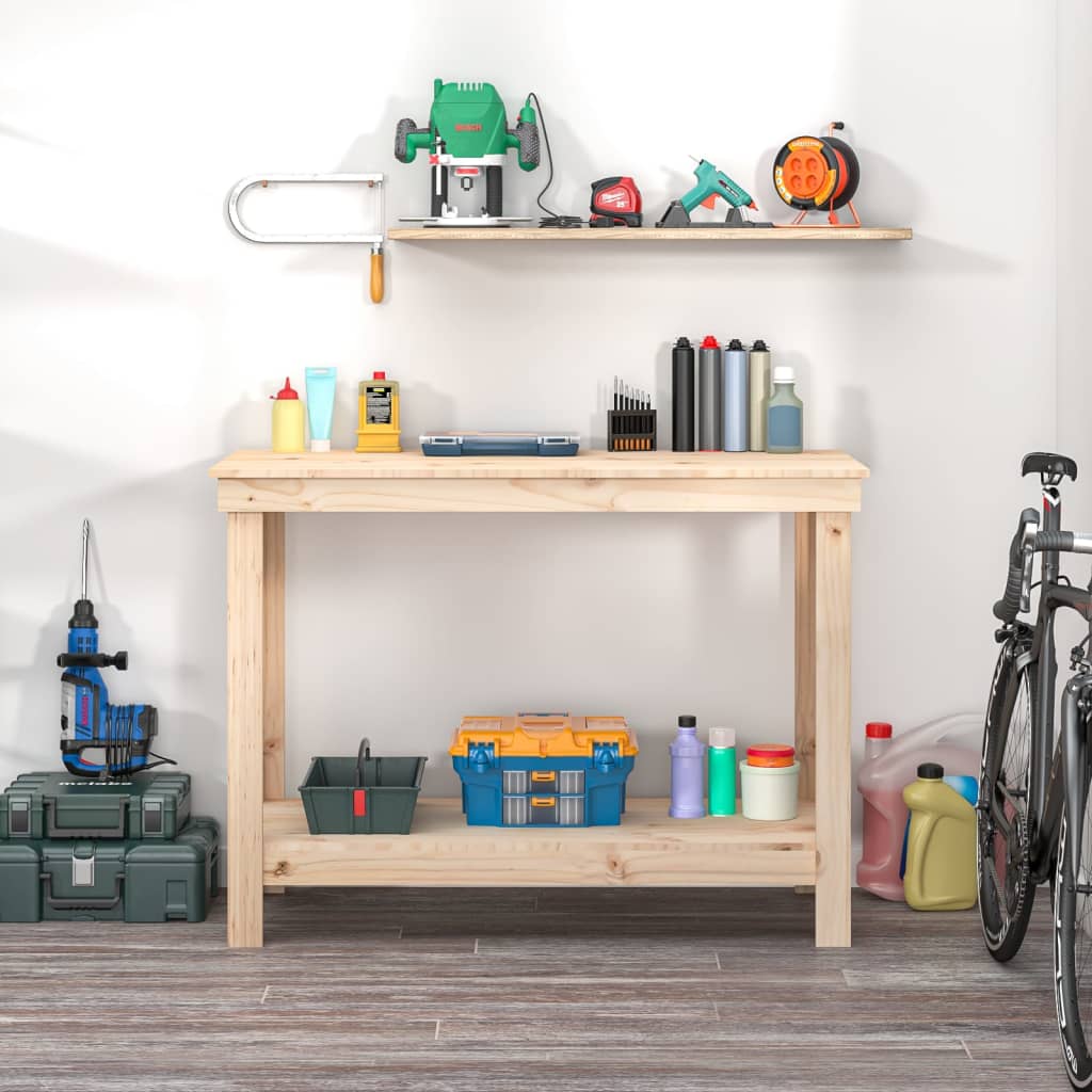 Banco da Lavoro 110x50x80 cm in Legno Massello di Pino | homemem39