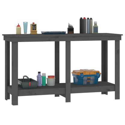 Banco da Lavoro Grigio 140x50x80 cm in Legno Massello di Pino | homemem39