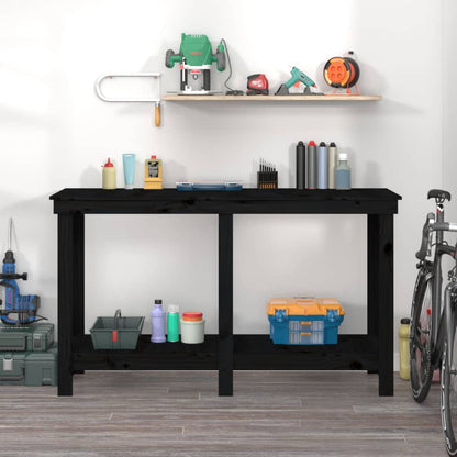 Banco da Lavoro Nero 140x50x80 cm in Legno Massello di Pino - homemem39