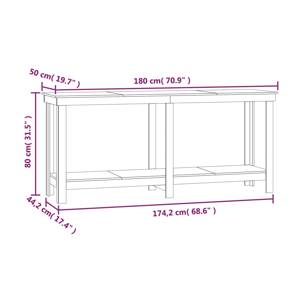 Banco da Lavoro Grigio 180x50x80 cm in Legno Massello di Pino - homemem39