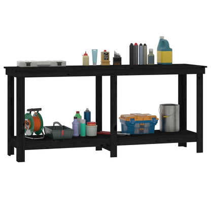 Banco da Lavoro Nero 180x50x80 cm in Legno Massello di Pino | homemem39