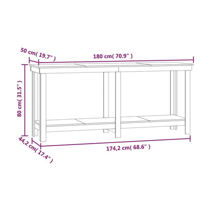 Banco da Lavoro Nero 180x50x80 cm in Legno Massello di Pino | homemem39