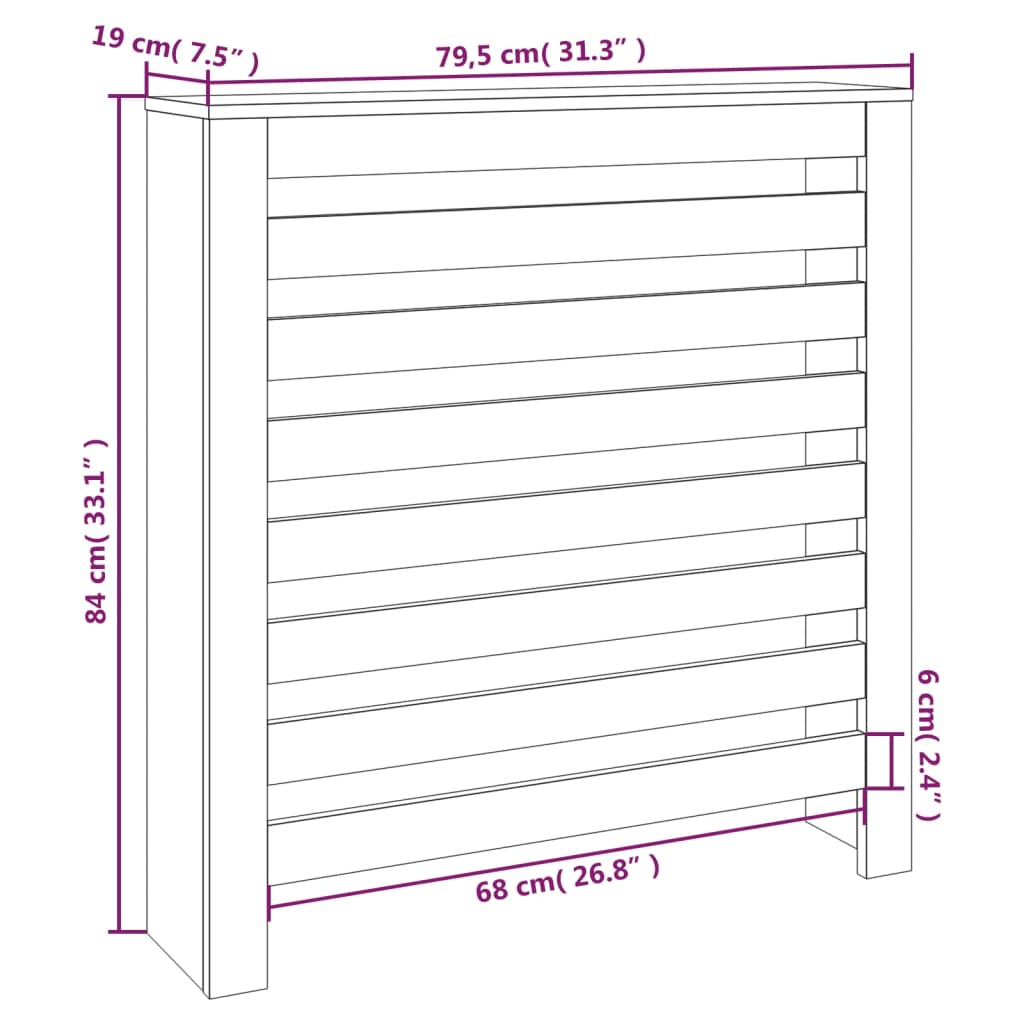 Copertura Termosifone 79,5x19x84 cm Legno Massello Pino - homemem39