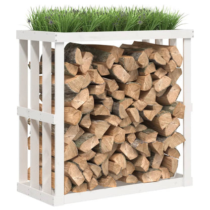 Portaceppi da Esterno Bianco 108x52x106 cm Legno Massello Pino - homemem39
