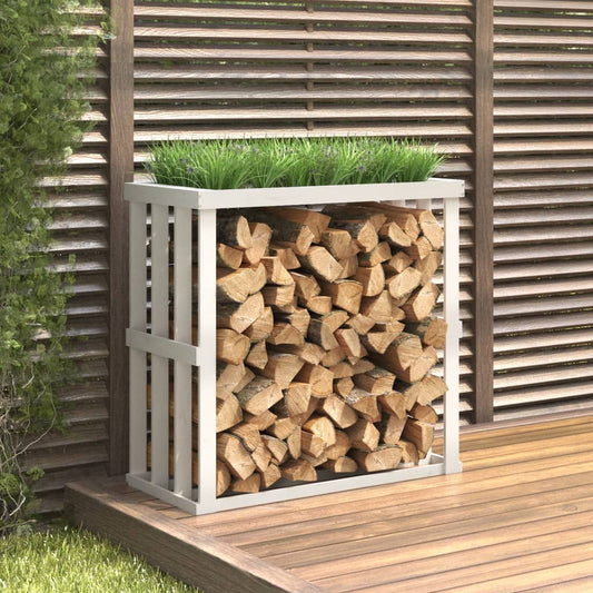 Portaceppi da Esterno Bianco 108x52x106 cm Legno Massello Pino - homemem39