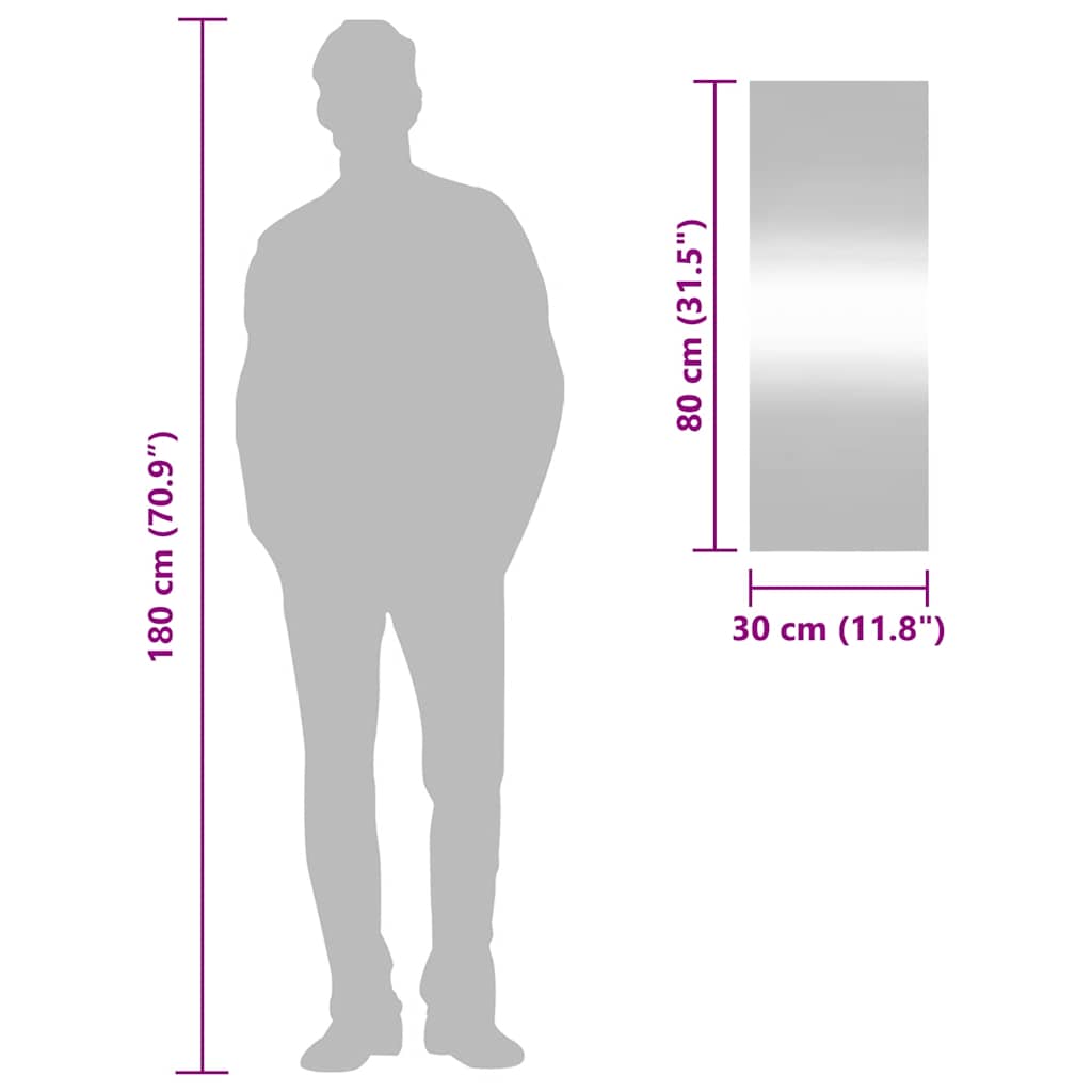 Specchio da Parete 30x80 cm Vetro Rettangolare | homemem39