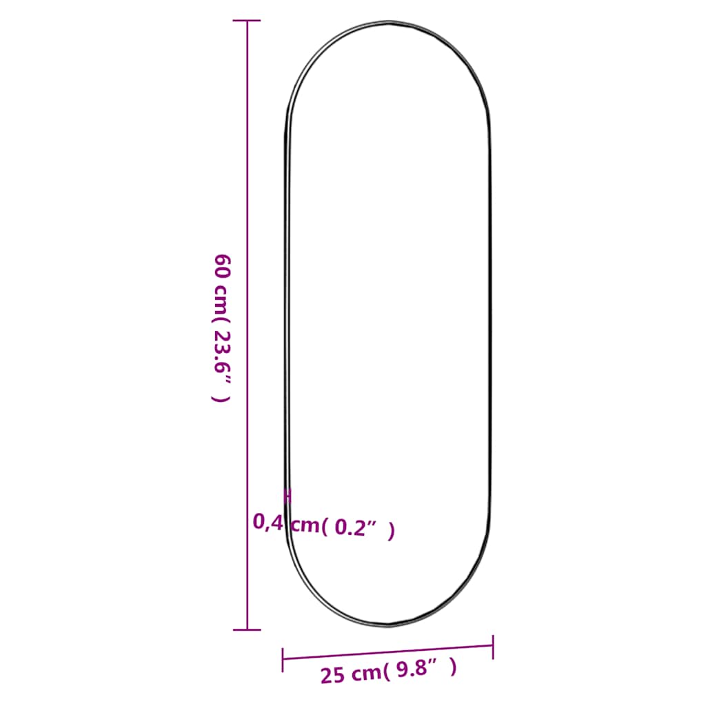 Specchio da Parete 25x60 cm Vetro Ovale - homemem39