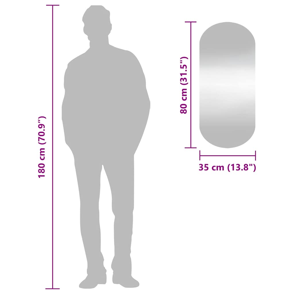 Specchio da Parete 35x80 cm Vetro Ovale | homemem39