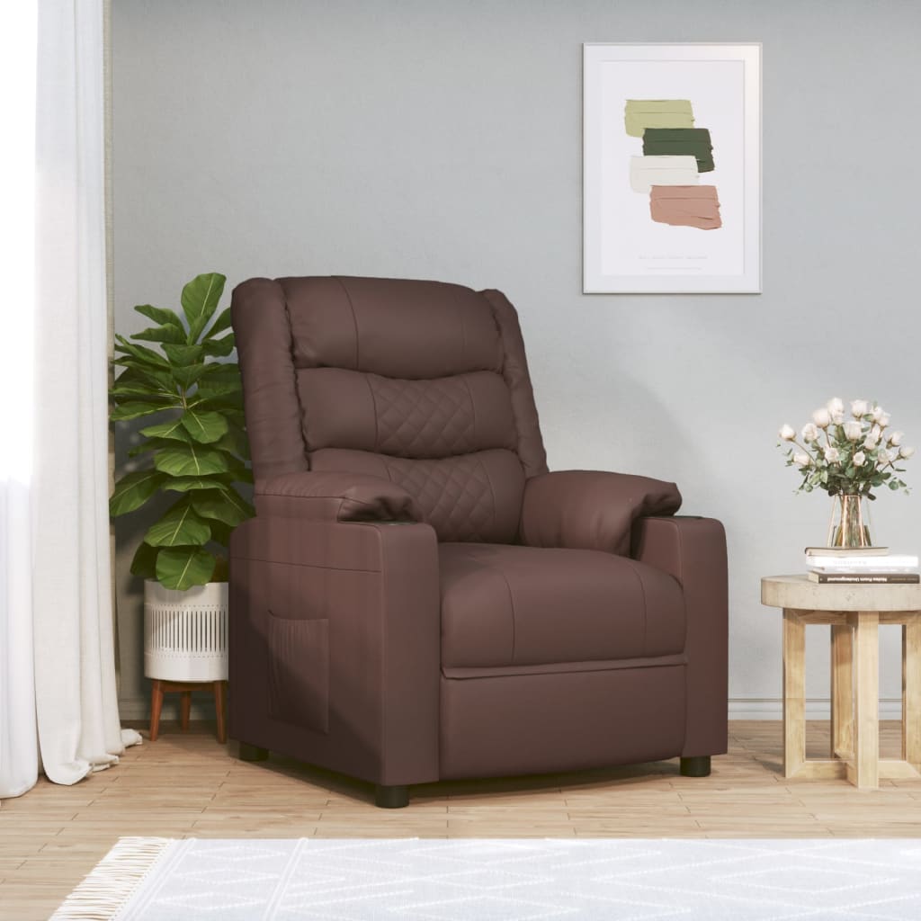 Poltrona Reclinabile Elettrica Marrone in Similpelle | homemem39