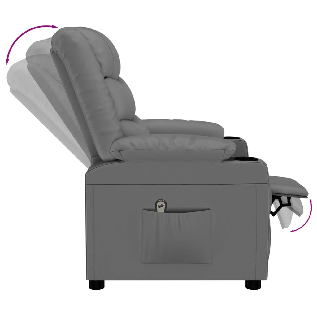 Poltrona Reclinabile Elettrica Grigia in Similpelle | homemem39