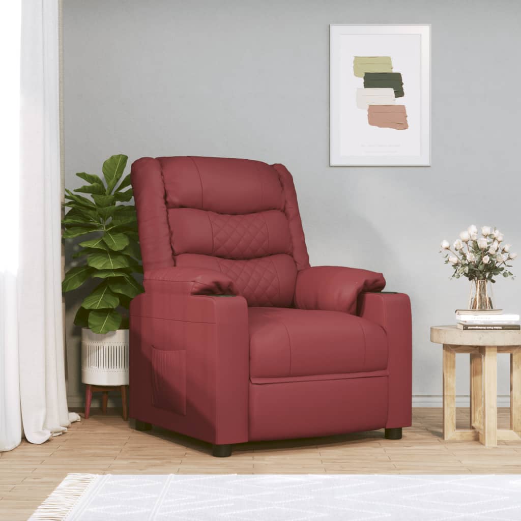 Poltrona Reclinabile Elettrica Rosso Vino in Similpelle | homemem39