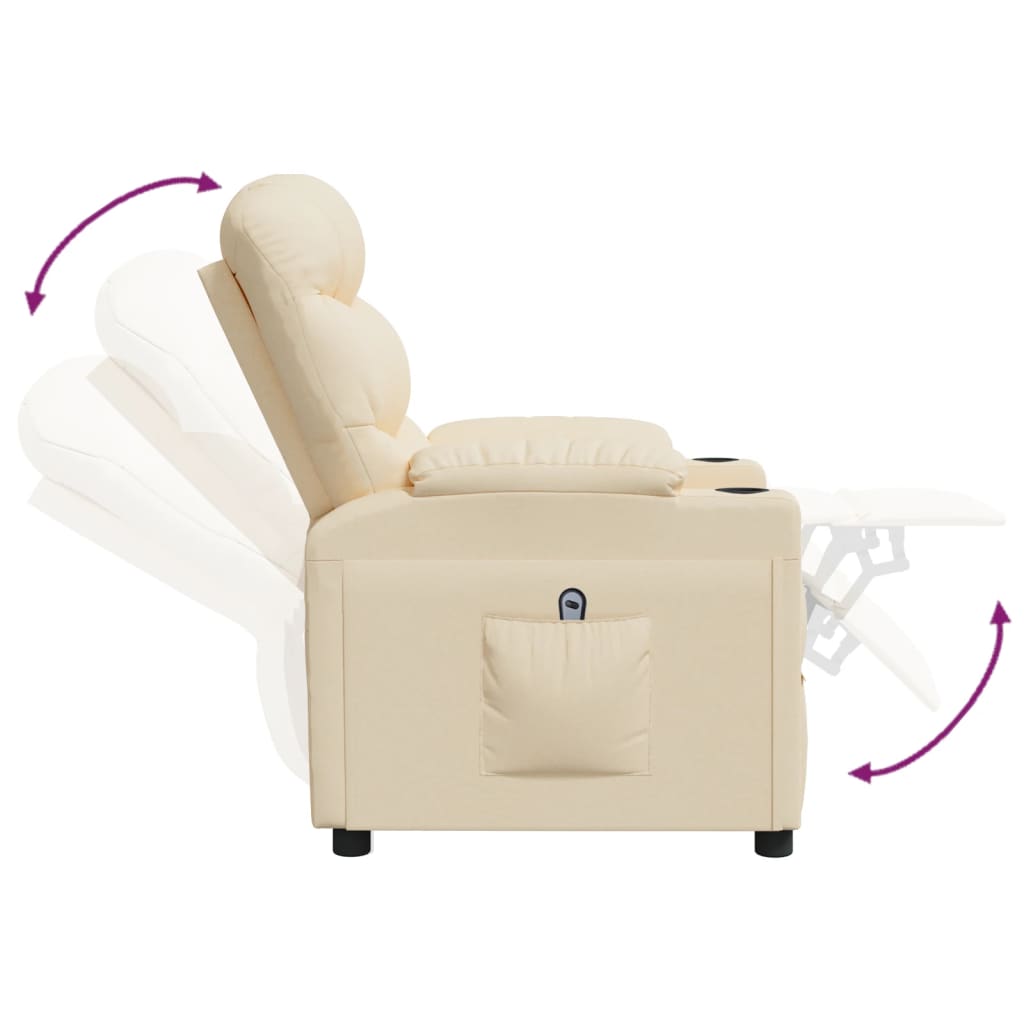 Poltrona Elettrica Reclinabile Crema in Tessuto | homemem39