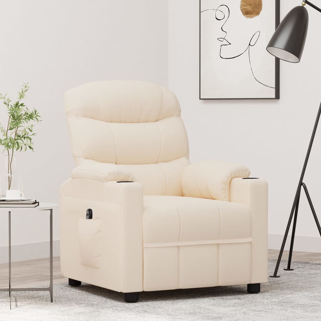 Poltrona Elettrica Reclinabile Crema in Tessuto | homemem39