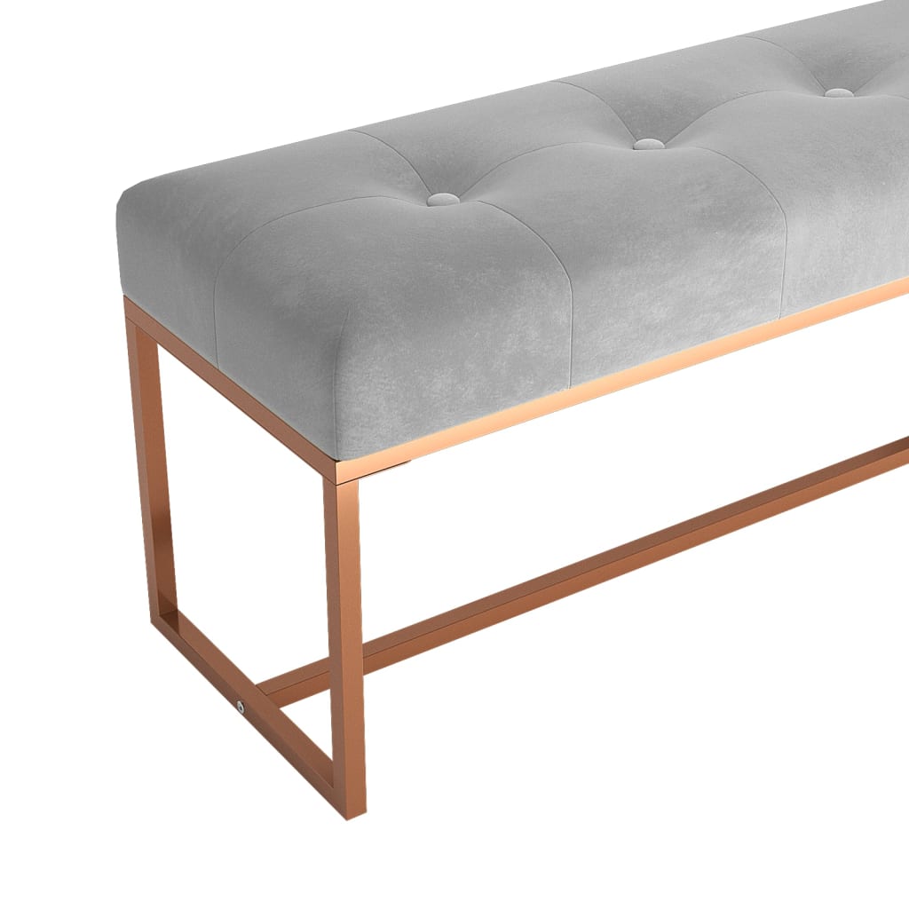 Panca Grigia 110x36x45 cm in Velluto - homemem39